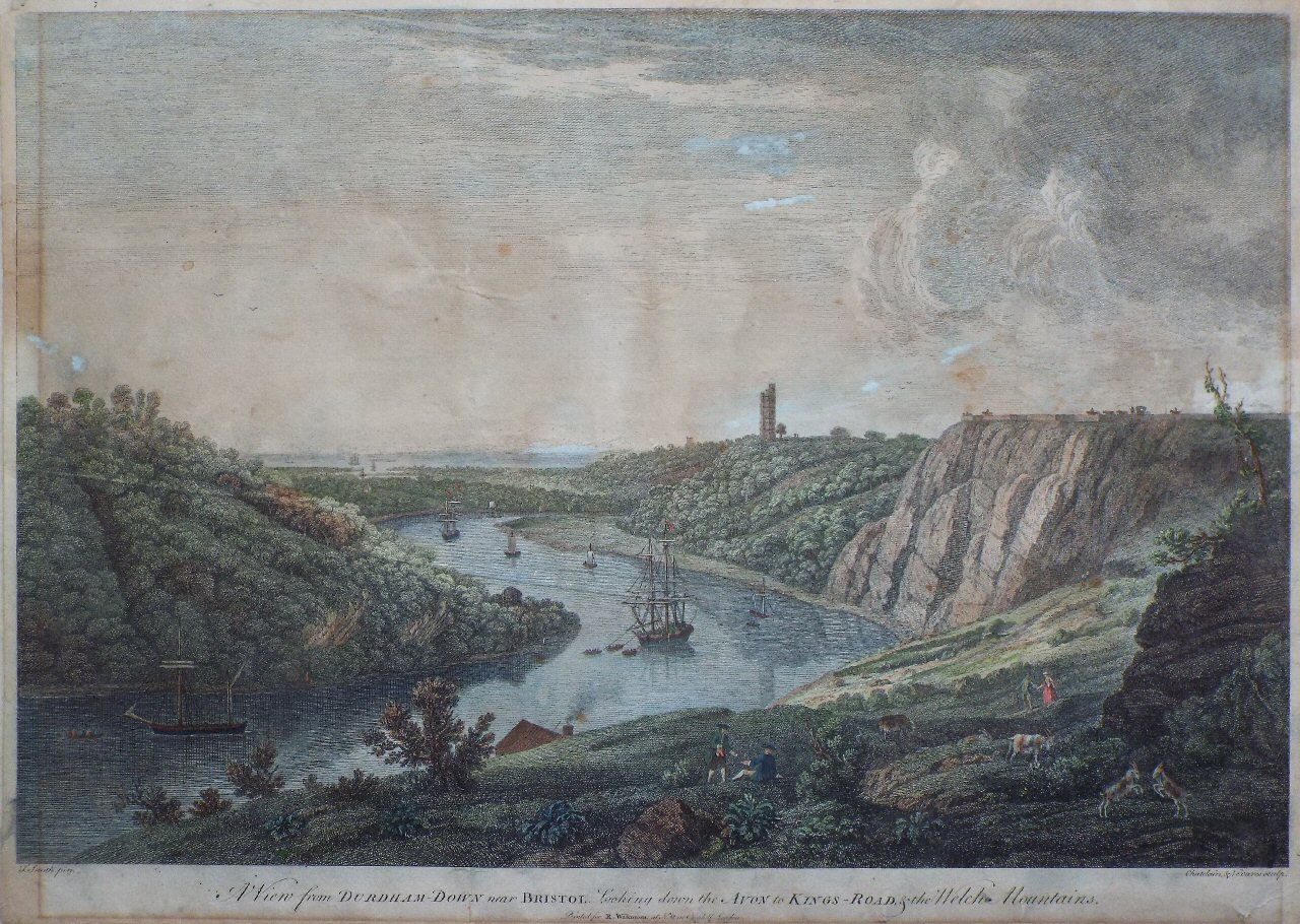 Print - A view from Durdham-down near Bristol, Looking down the Avon to Kings-Road, & the Welch Mountains - Chatelain